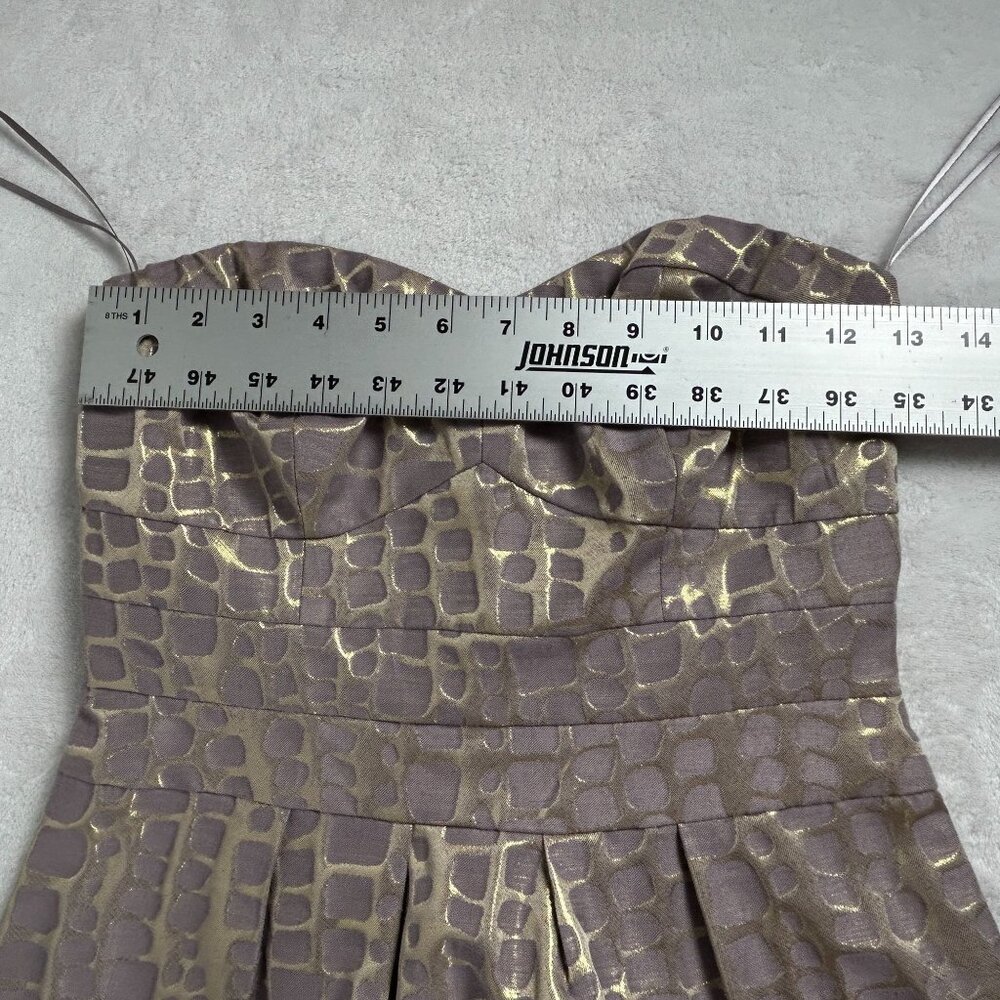 American Eagle Outfitters Strapless Portobello Gold Metallic Mini Dress Size 2 - Picture 6 of 8